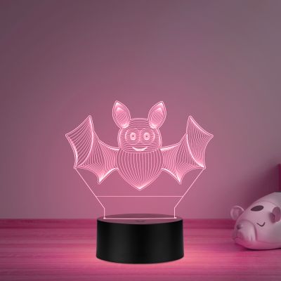 3D Illusion Bat Animal Led Night Lamp Multicolored Room Decor